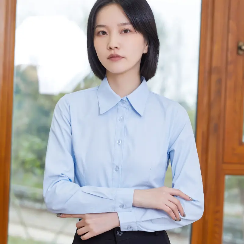 Women's Long Sleeve White Collar Shirt Large - Image 14
