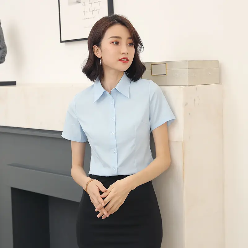 Women's Long Sleeve White Collar Shirt Large - Image 11