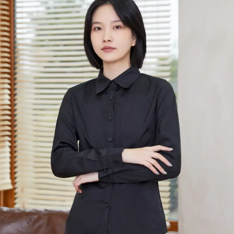 Women's Long Sleeve White Collar Shirt Large - Image 2