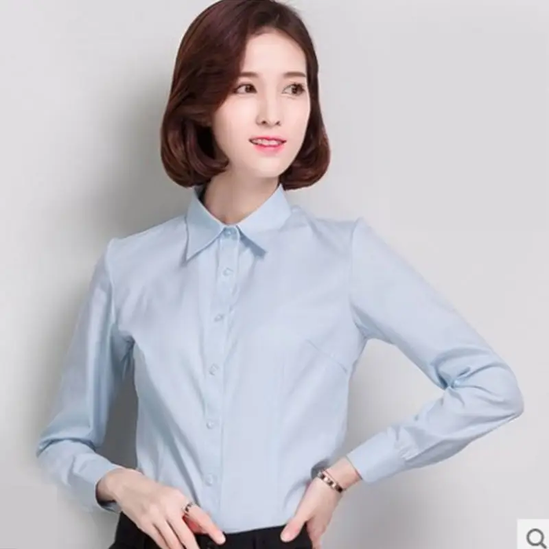 Women's Long Sleeve White Collar Shirt Large - Image 3