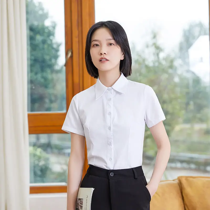 Women's Long Sleeve White Collar Shirt Large - Image 7