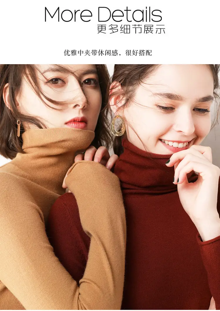 Wool Turtleneck Pullover Women Winter Warmth — feature 36