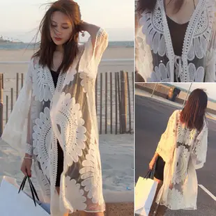 White Lace Embroidered Long Swimsuit for Women — feature 22