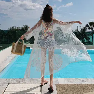 White Lace Embroidered Long Swimsuit for Women — feature 32