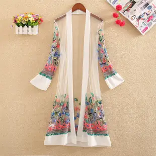 White Lace Embroidered Long Swimsuit for Women — feature 4