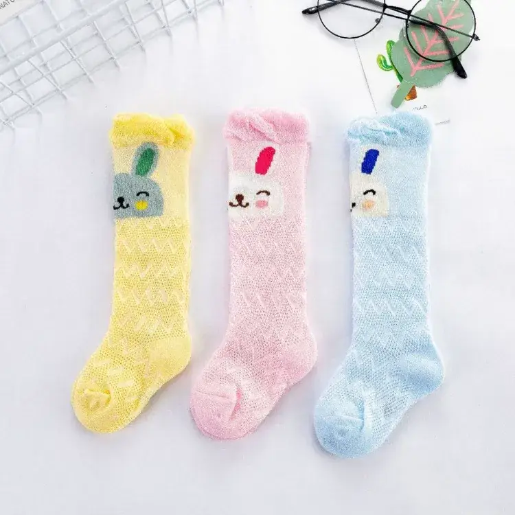 Baby Cartoon High Knee Socks 0-3Yrs Mesh Anti-Mosquito