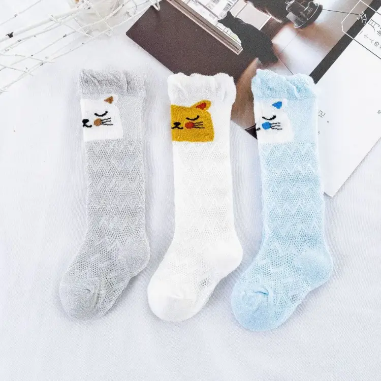 Baby Cartoon High Knee Socks 0-3Yrs Mesh Anti-Mosquito