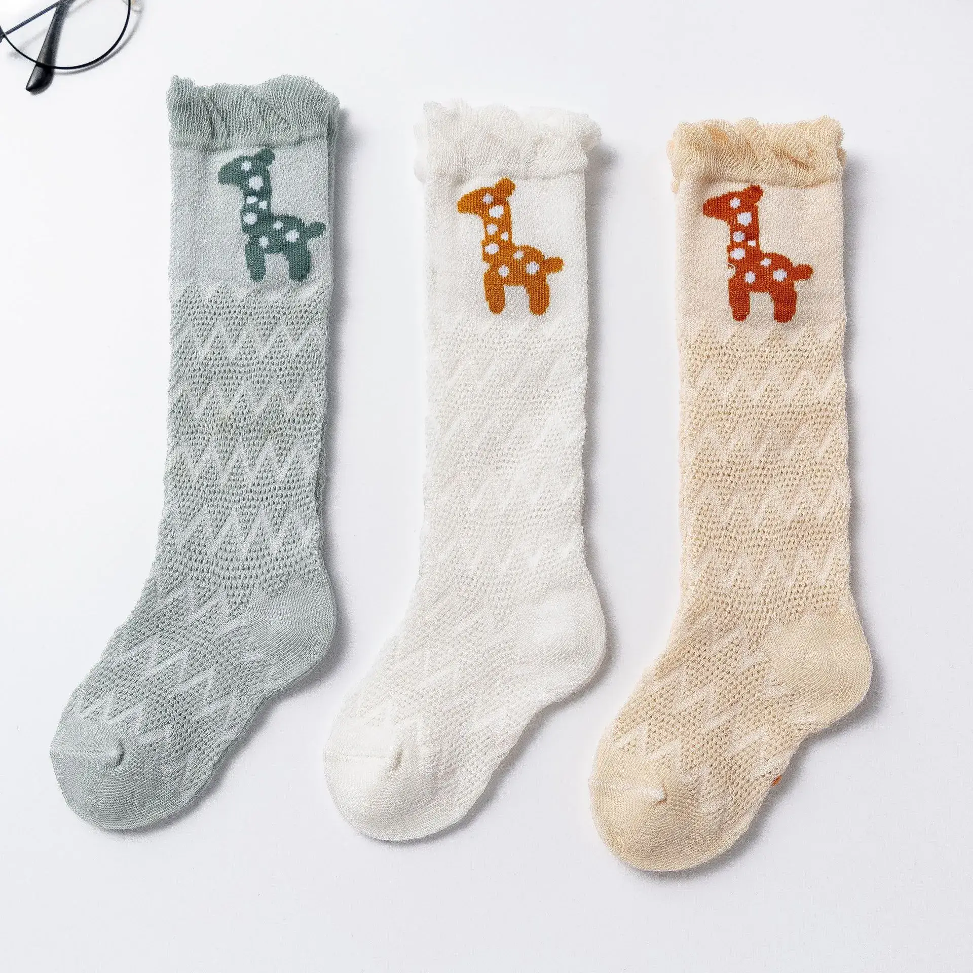 Baby Cartoon High Knee Socks 0-3Yrs Mesh Anti-Mosquito