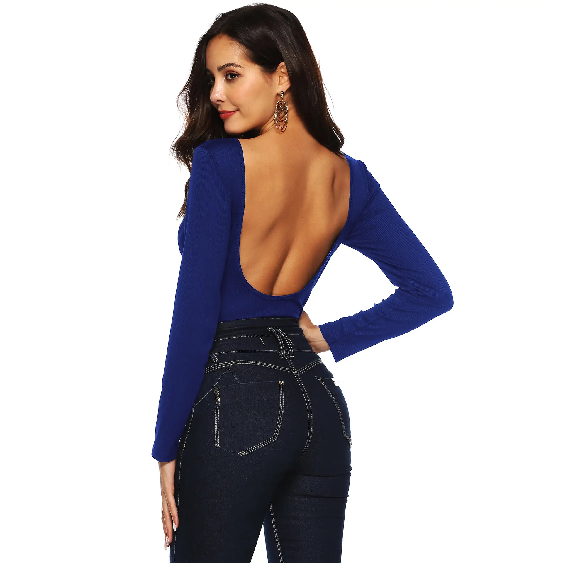 Maroon Long Sleeve Button Front Jumpsuit for Women