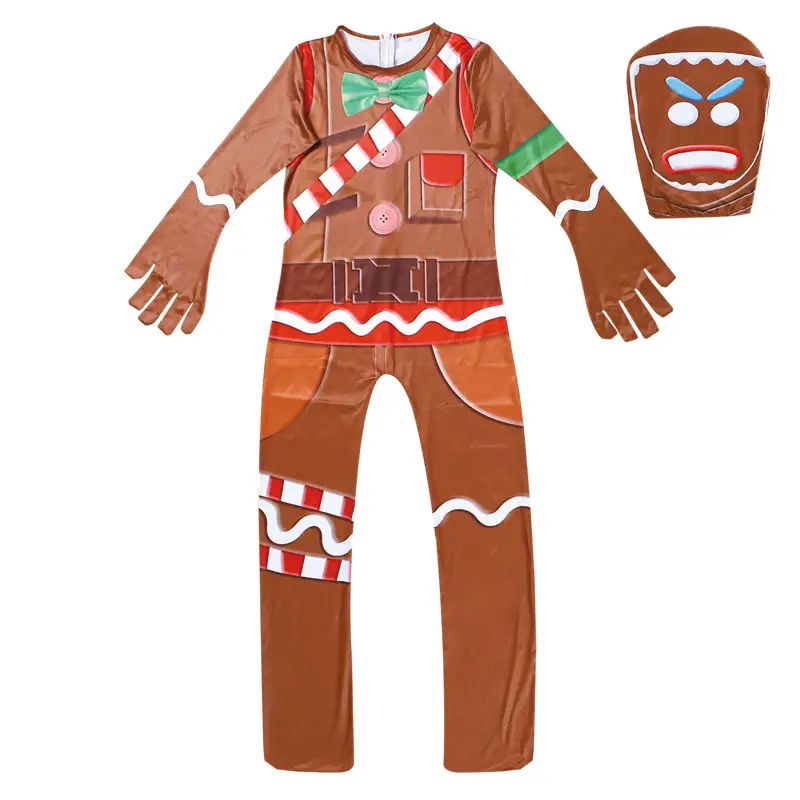 Gingerbread Man Ghost Face Halloween Party Costume Brown