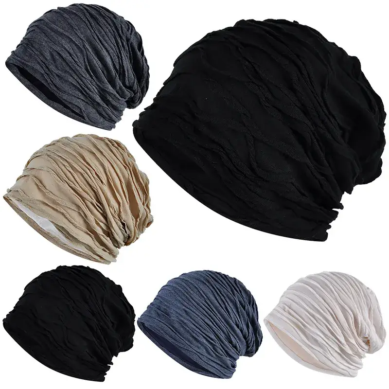 Women's Grey Korean Style Striped Pullover Hat - Image 9
