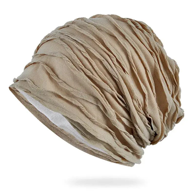 Women's Grey Korean Style Striped Pullover Hat - Image 2
