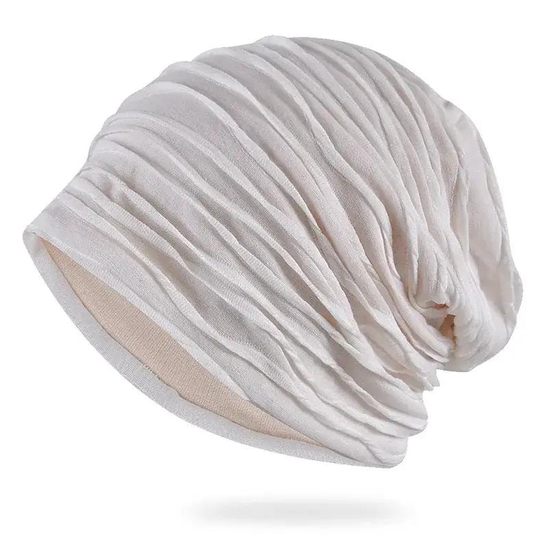 Women's Grey Korean Style Striped Pullover Hat - Image 3