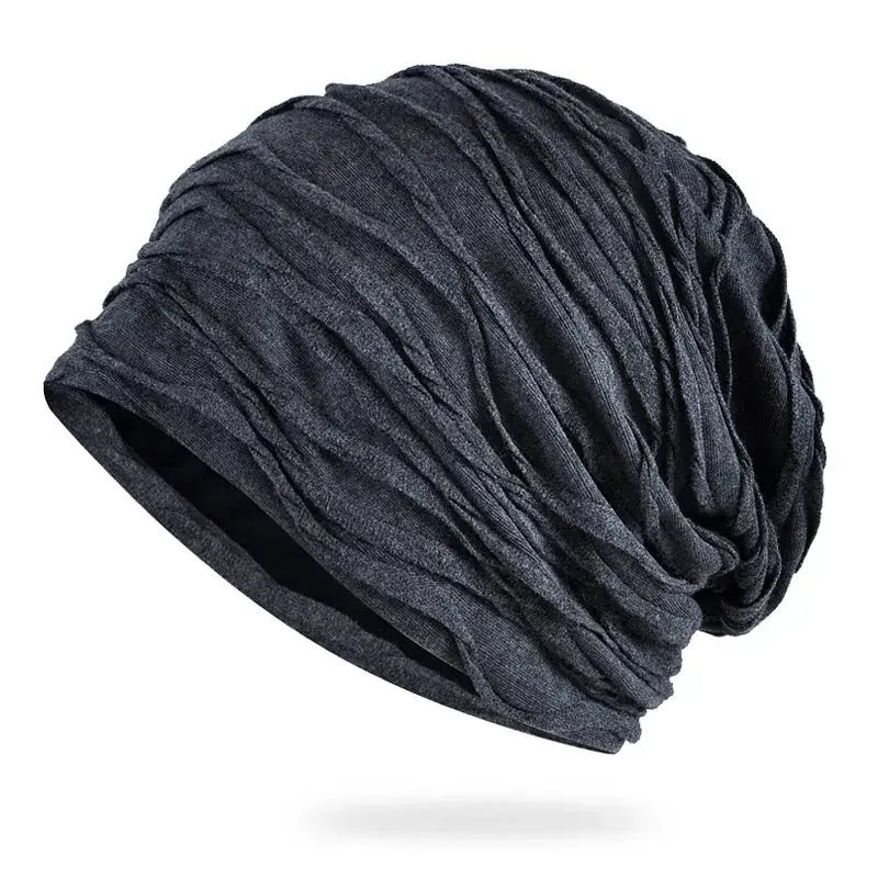 Women's Grey Korean Style Striped Pullover Hat - Image 4