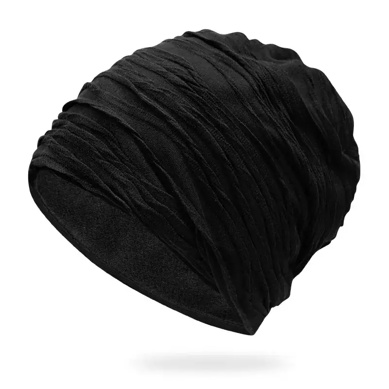 Women's Grey Korean Style Striped Pullover Hat - Image 5