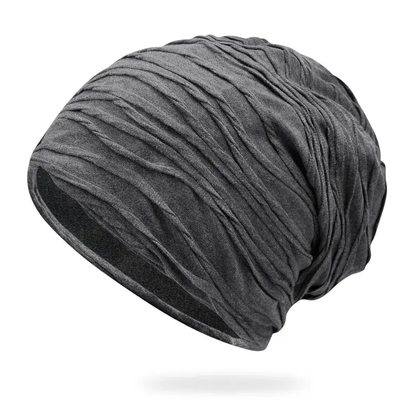 Women's Grey Korean Style Striped Pullover Hat - Image 7