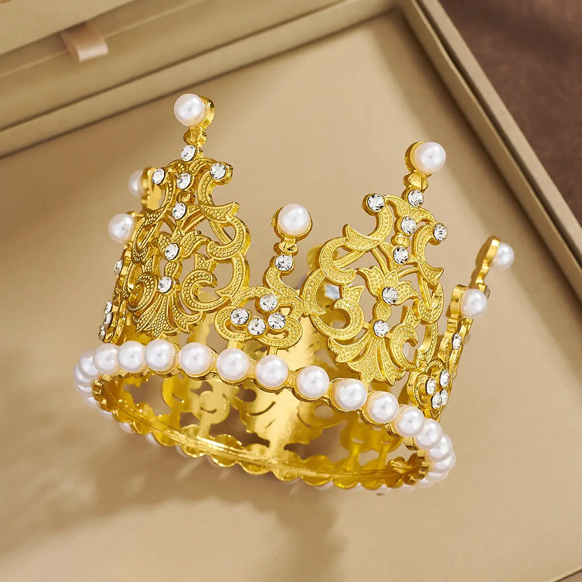 Gold Pearl Crown for Kids Birthday Decoration 5.5cm