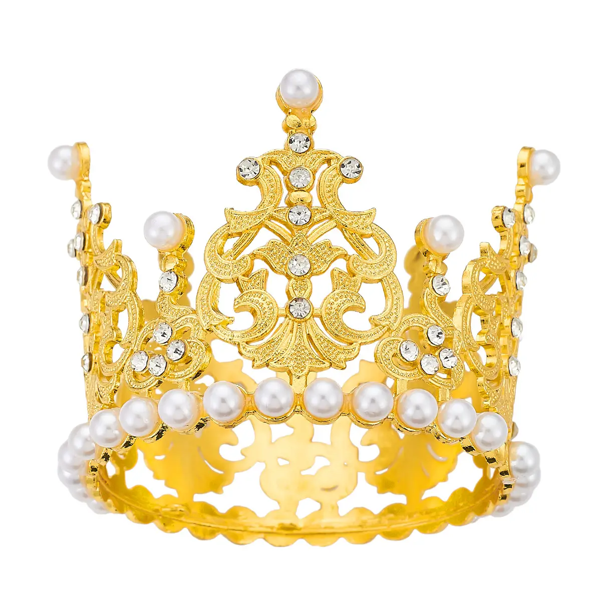Gold Pearl Crown for Kids Birthday Decoration 5.5cm