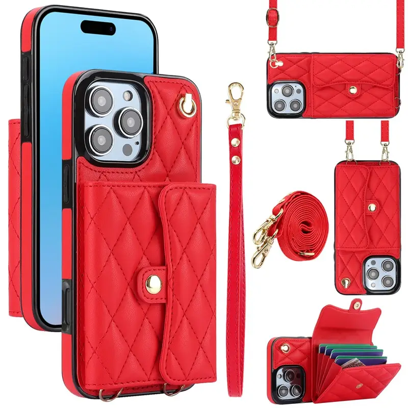 Multi Color iPhone 16 Crossbody Lanyard Case Leather - Image 11