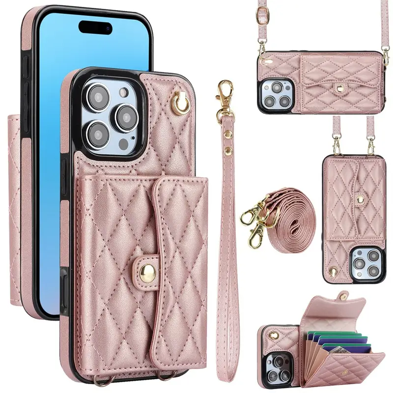 Multi Color iPhone 16 Crossbody Lanyard Case Leather - Image 2
