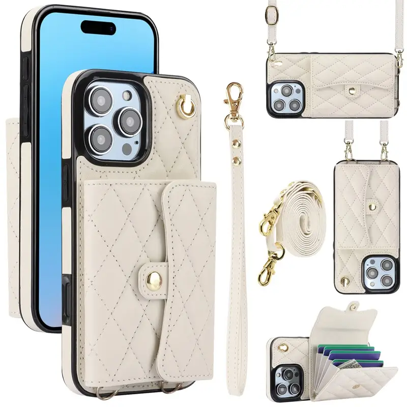 Multi Color iPhone 16 Crossbody Lanyard Case Leather - Image 5