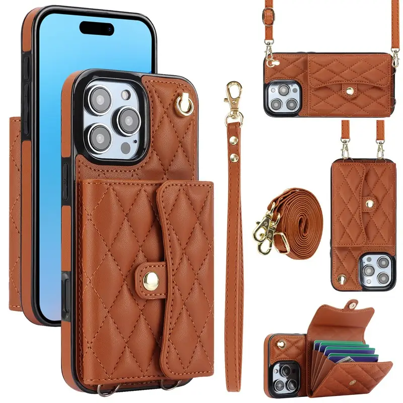 Multi Color iPhone 16 Crossbody Lanyard Case Leather - Image 6