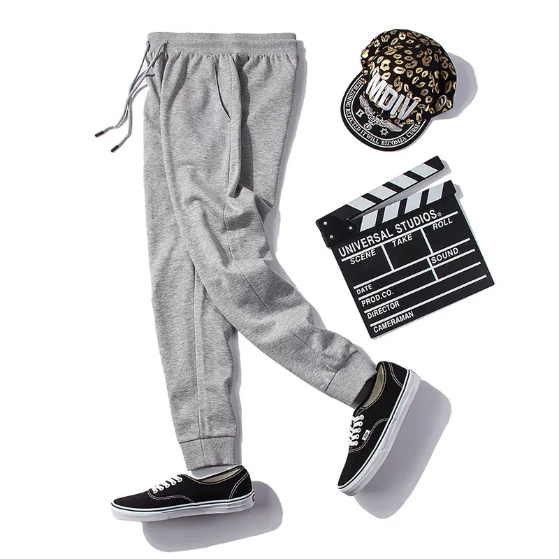 Men Grey Sweatpants Casual Loose Harem Leggings - Image 5