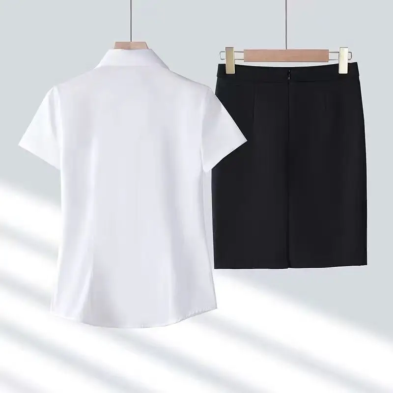 Women's Long Sleeve Professional Shirt White Blue Spring Autumn Korean Style — feature 12