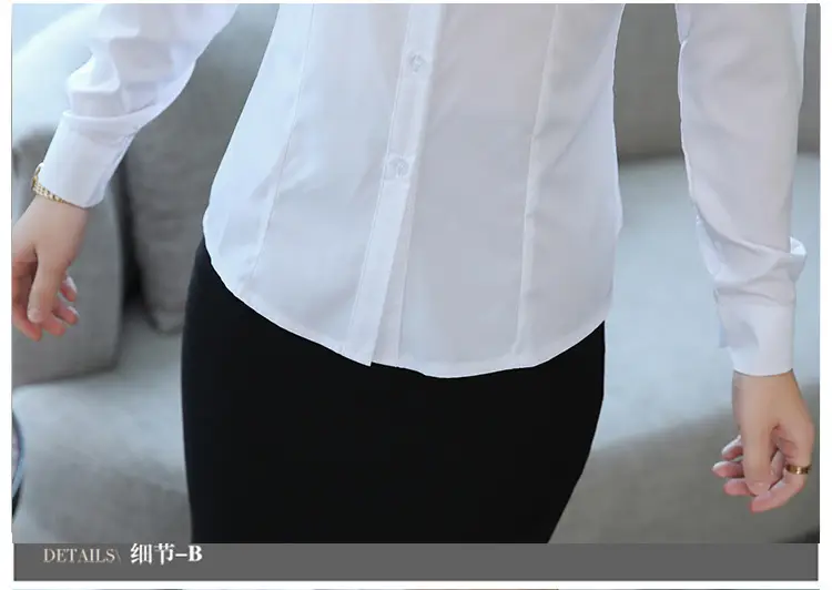 Women's Long Sleeve Professional Shirt White Blue Spring Autumn Korean Style — feature 22