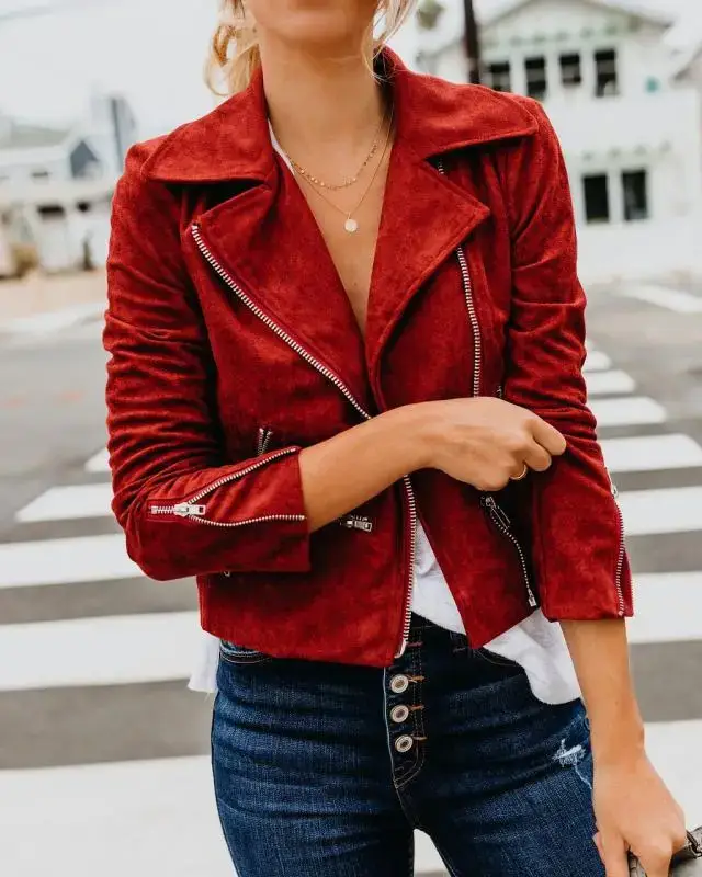 Women's Black Leather Jacket with Multiple Zippers