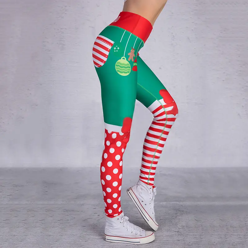 2018 Christmas Printed Sports Pants Red Green Striped — feature 10