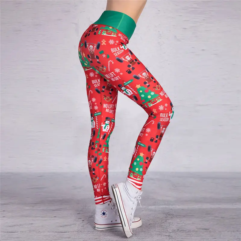 2018 Christmas Printed Sports Pants Red Green Striped — feature 4