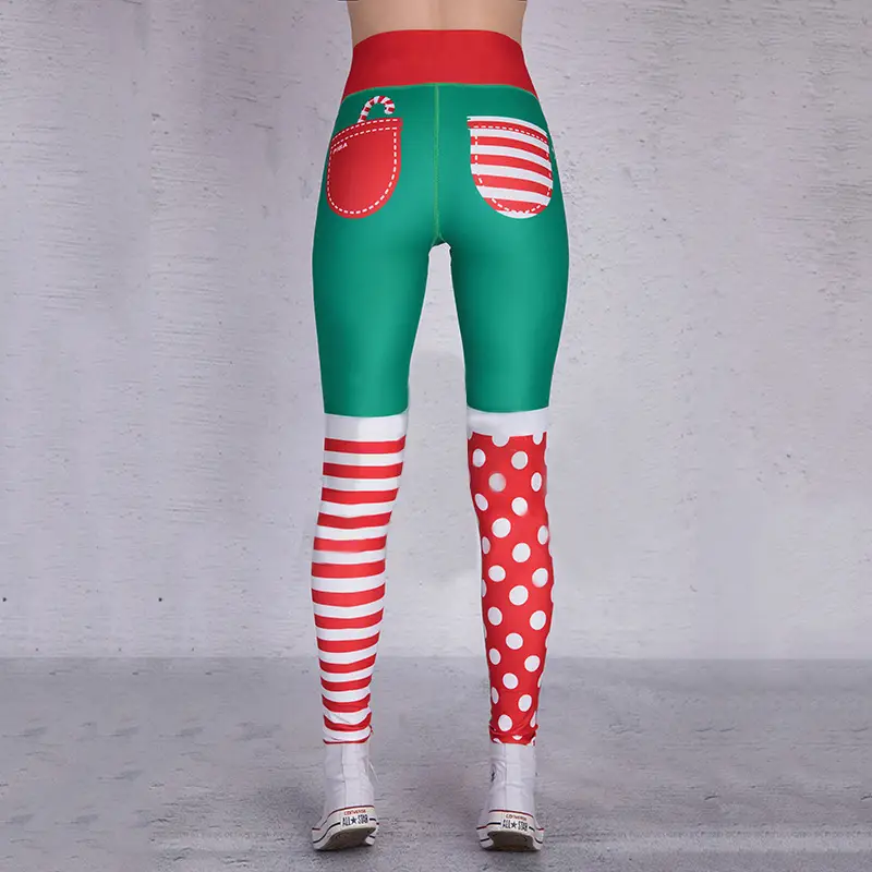 2018 Christmas Printed Sports Pants Red Green Striped — feature 8