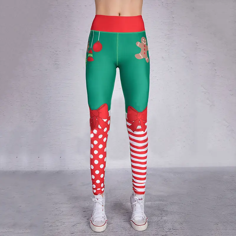 2018 Christmas Printed Sports Pants Red Green Striped — feature 9