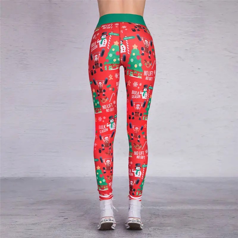 2018 Christmas Printed Sports Pants Red Green Striped - Image 2
