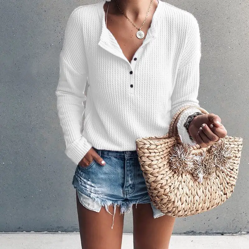 Women's Black Round Neck Long Sleeve T-Shirt for Autumn Winter