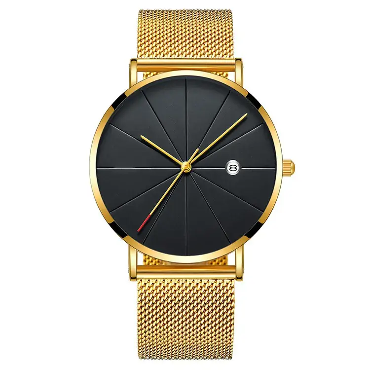 2020 Geneva Men's Quartz Watch Black Leather Strap - Image 2