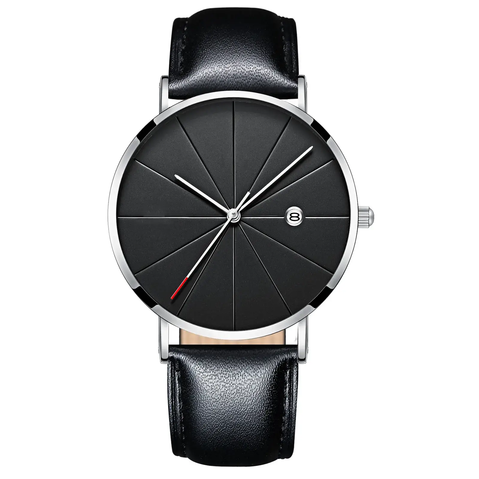 2020 Geneva Men's Quartz Watch Black Leather Strap - Image 11