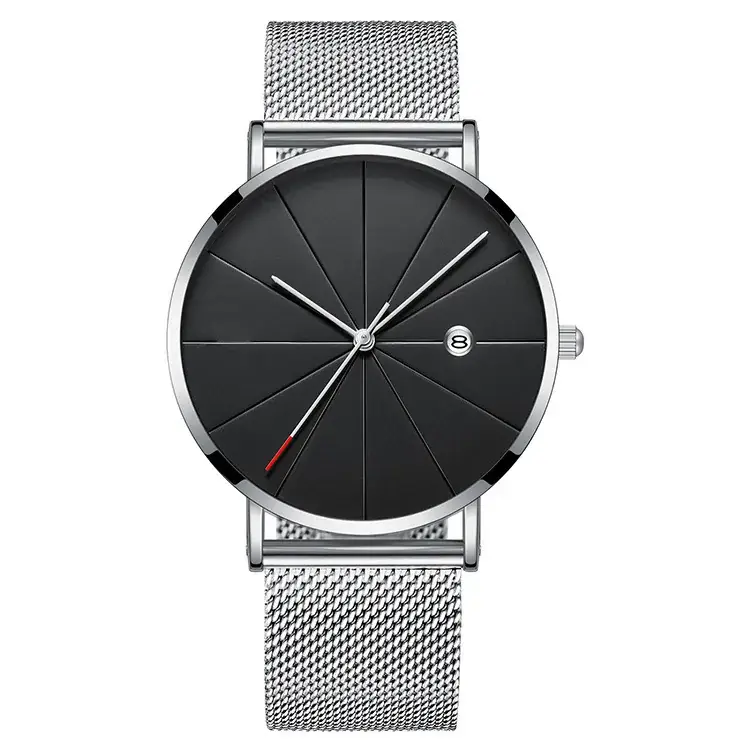 2020 Geneva Men's Quartz Watch Black Leather Strap - Image 4