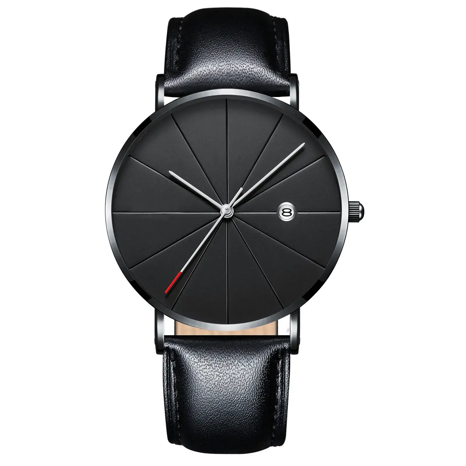 2020 Geneva Men's Quartz Watch Black Leather Strap - Image 6