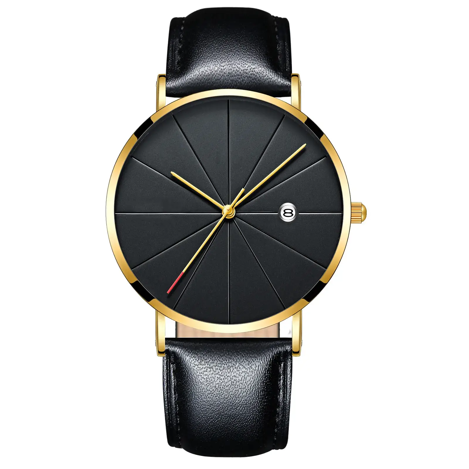 2020 Geneva Men's Quartz Watch Black Leather Strap - Image 7