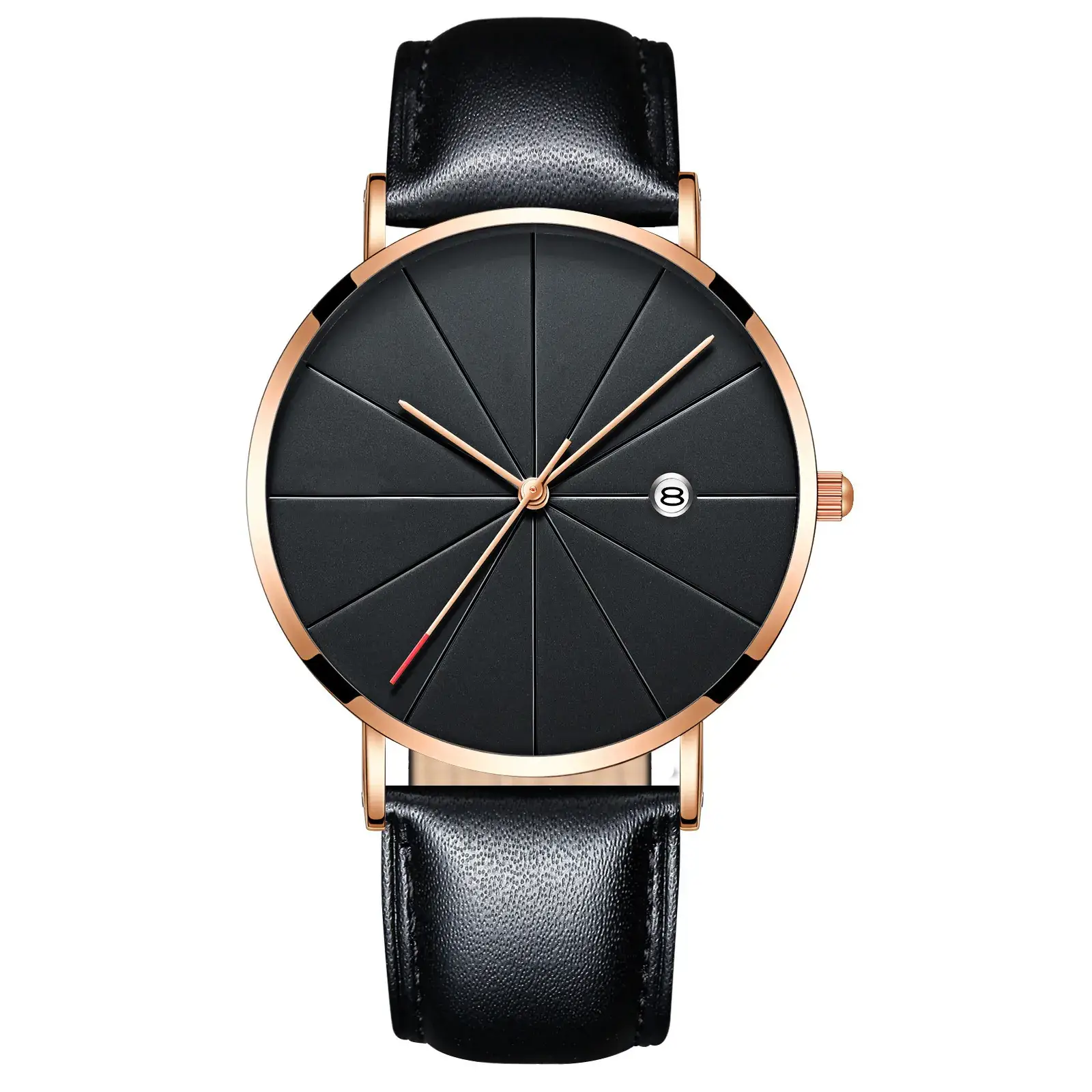 2020 Geneva Men's Quartz Watch Black Leather Strap - Image 9