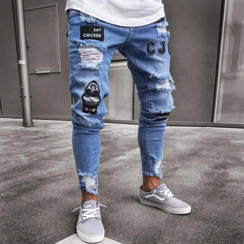 European American Cross Border Ripped Hip Hop Jeans Men — feature 1
