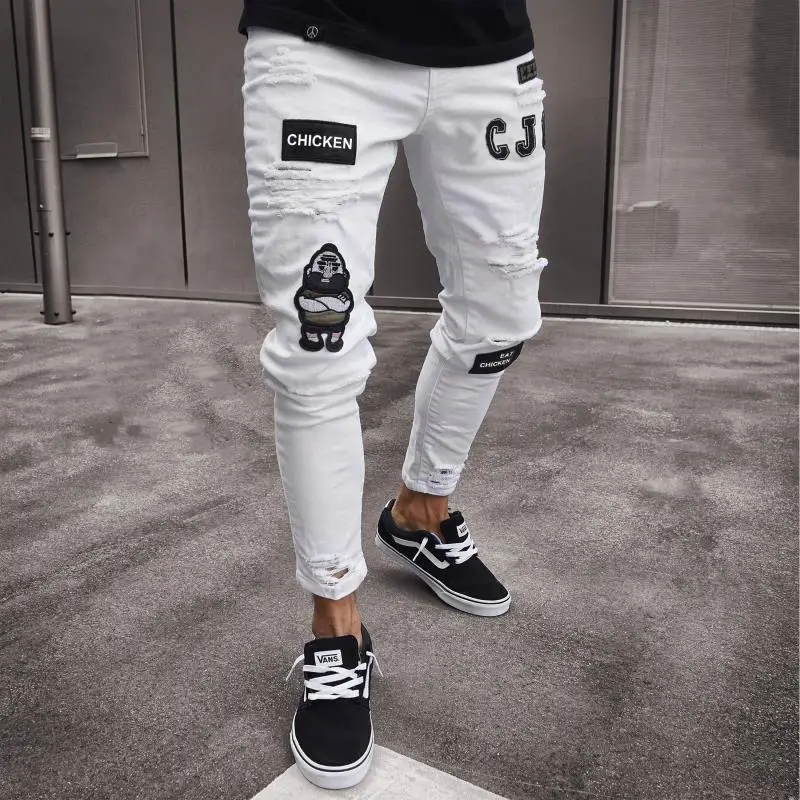 European American Cross Border Ripped Hip Hop Jeans Men — feature 4