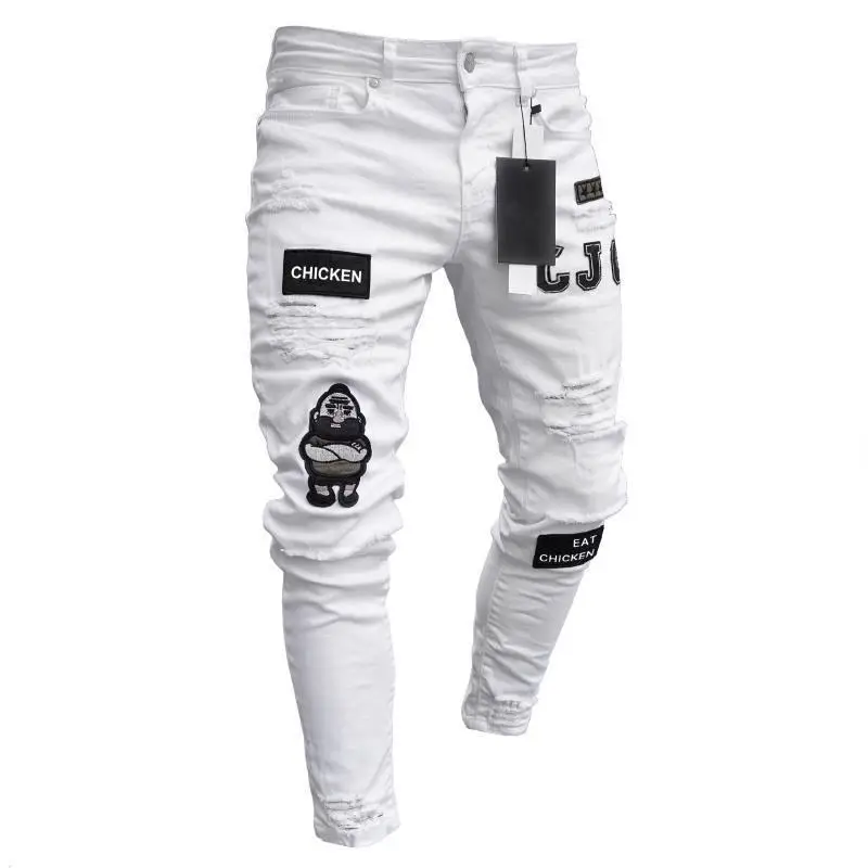 European American Cross Border Ripped Hip Hop Jeans Men