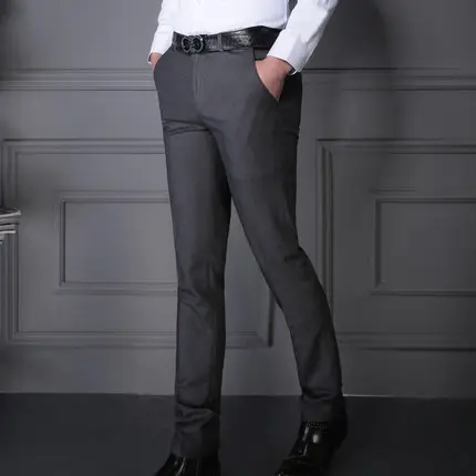 Men's Black Slim Fit Western Pants Autumn