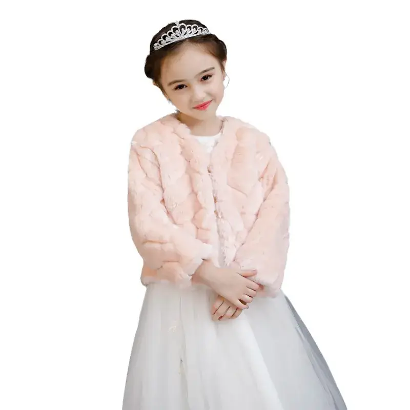 White Faux Fur Princess Little Girl Coat for Girls - Image 6