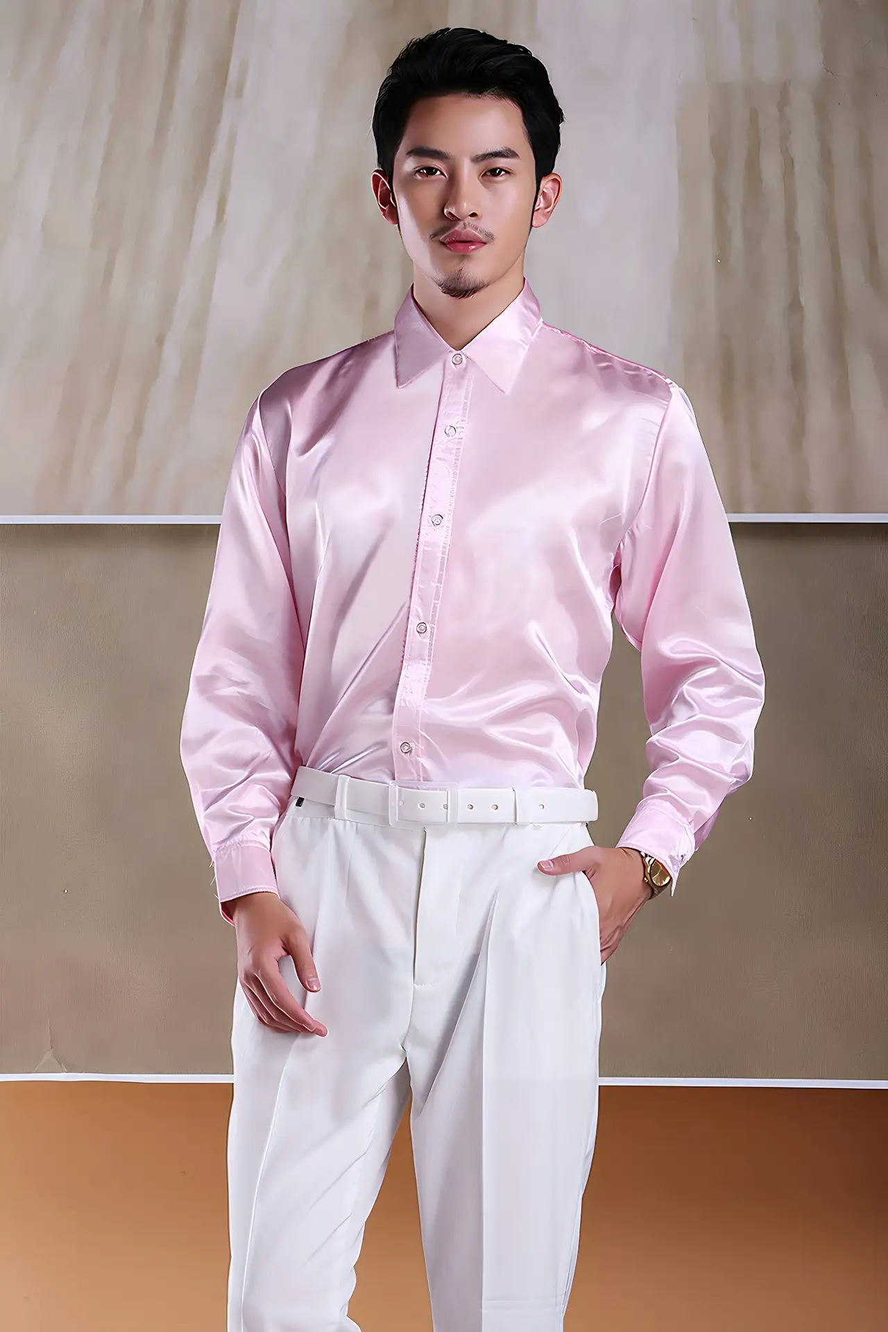 Men's Glossy Silk Shirts & Pants Set Multi Color — feature 11
