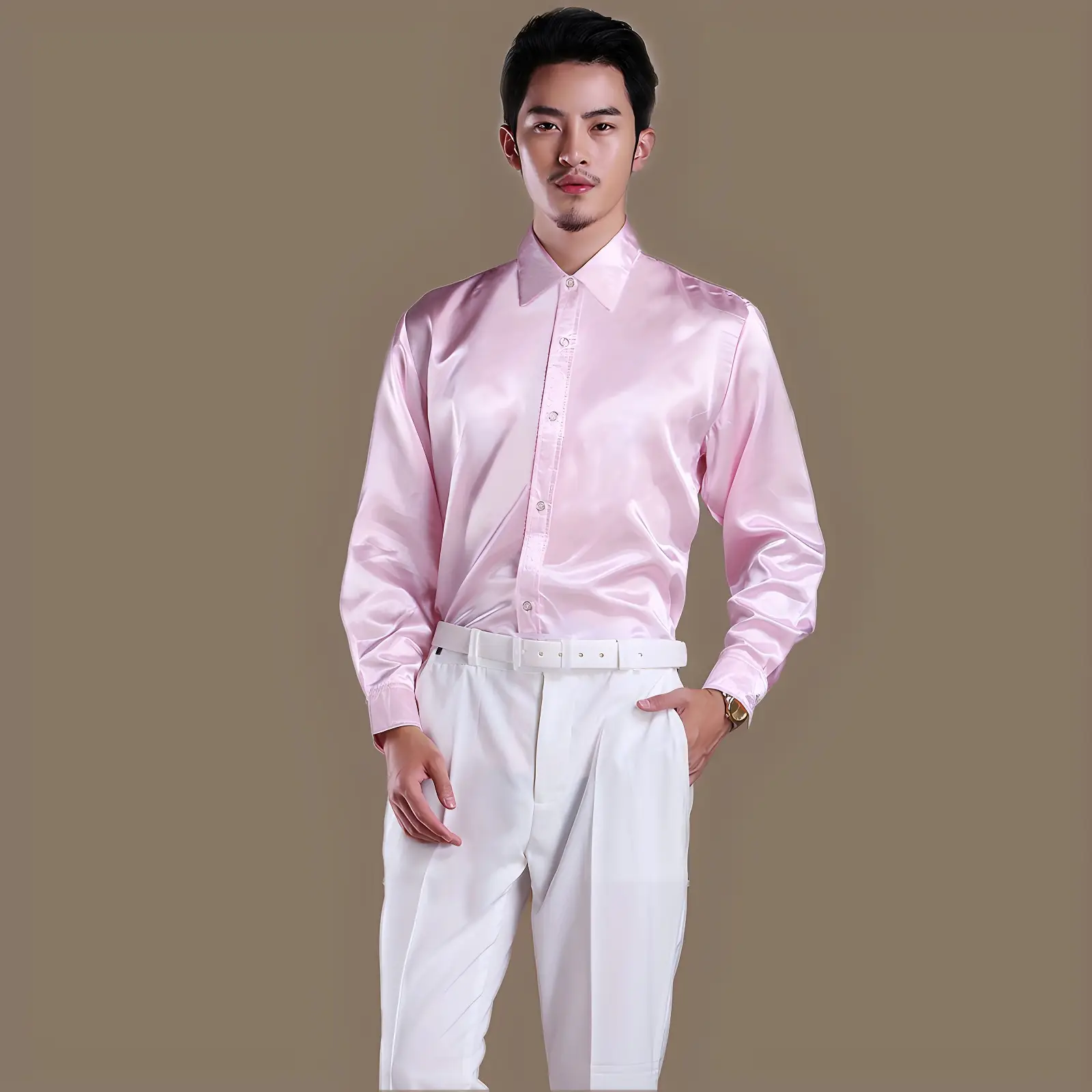 Men's Glossy Silk Shirts & Pants Set Multi Color - Image 8