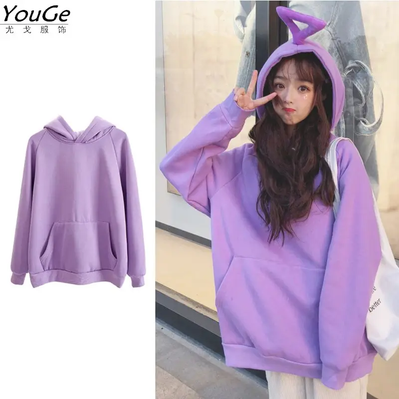 Women's Lavender Velvet Hoodie with Front Pocket - Image 5